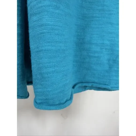 NWT Kleen Turquoise Rolled Hem 3/4 Sleeve Scoop Neck Top #1147 XS - Picture 3 of 5